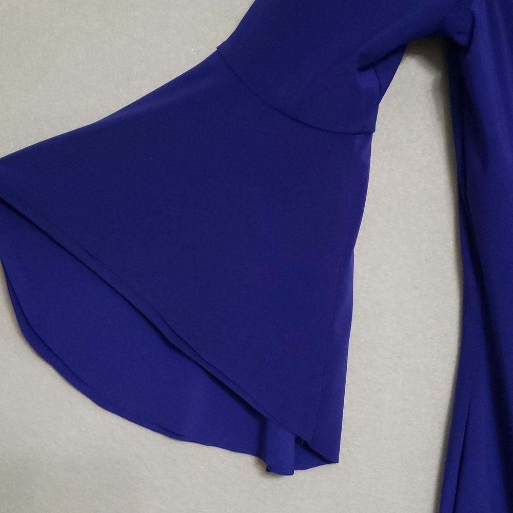 Lauren Ralph Lauren 16 Dress Royal Blue Bell Sleeve Ruched Cocktail Formal Party - Picture 6 of 16